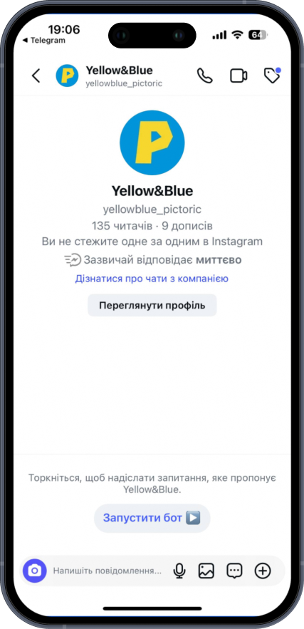 Демонстрація чат-бот Pictoric 1